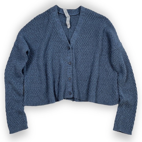 Aeropostale Womens Long Sleeve Boxy Knit Cardigan Sweater Size XS Blue - Picture 1 of 9